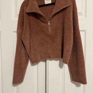 A&F Pink Cozy Soft AF Collection Cropped Sweater